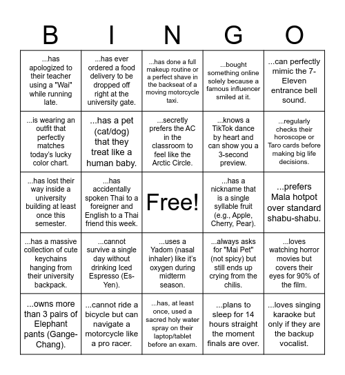 Know your People Bingo Card