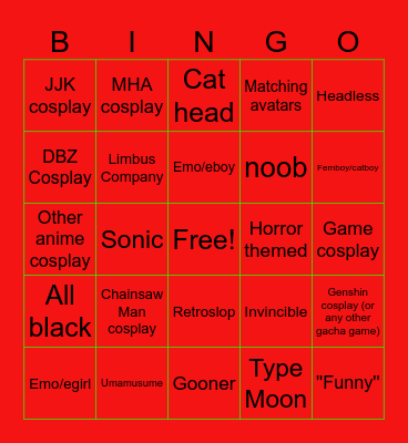 Heroes Battlegrounds Avatar Bingo Card