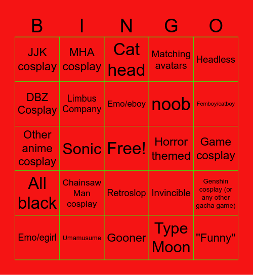 Heroes Battlegrounds Avatar Bingo Card