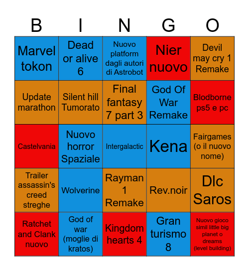 State of play Bingo Card