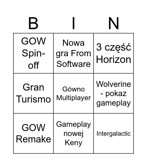 State of Play Czerwiec 2026 Bingo Card