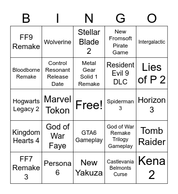 State of Play 2026 Bingo Card