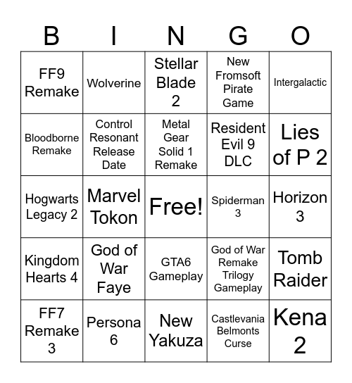 State of Play 2026 Bingo Card