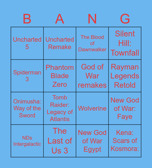 State of Play Bingo Card