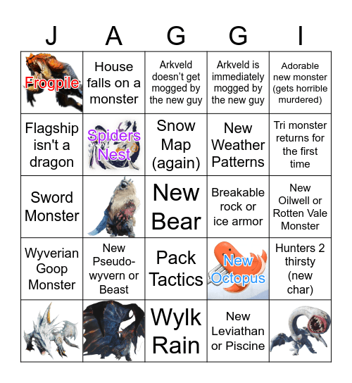 Monster Hunter Wilds Expansion Bingo Card