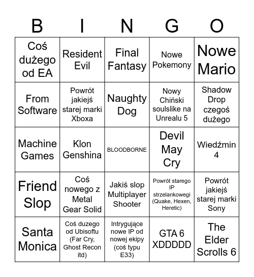 E3 Orzech Bingo Card