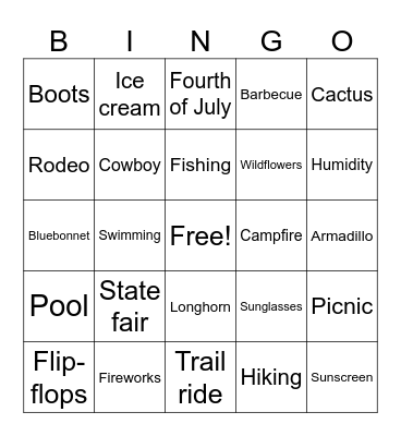 Texas Bingo Card