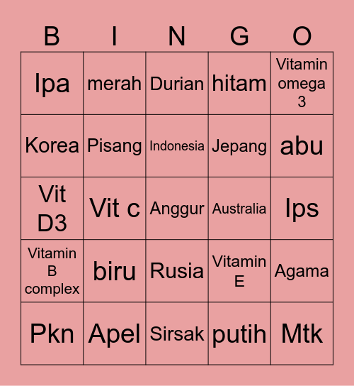 Bbonakm Bingo Card