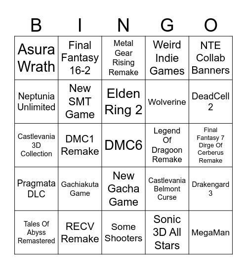 Untitled Bingo Card
