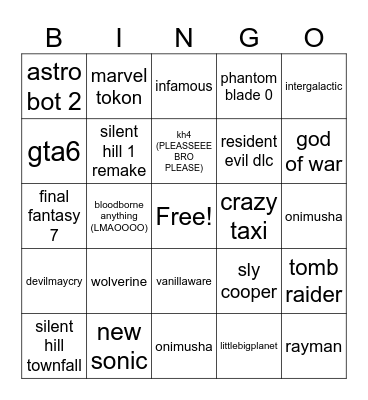 state of play bingo Card