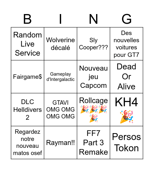 State of Play 2026 June Bingo Card