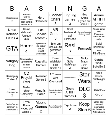 Summer Games Fest 2026 YALA Bingo Card