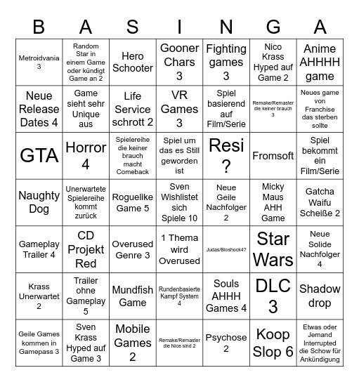 Summer Games Fest 2026 YALA Bingo Card