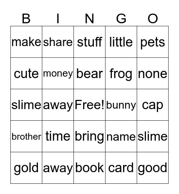 Sharing time trouble Bingo Card
