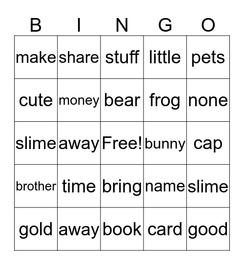 Sharing time trouble Bingo Card