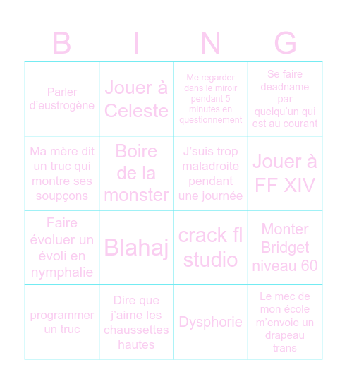 Trans bingo 2026 Bingo Card