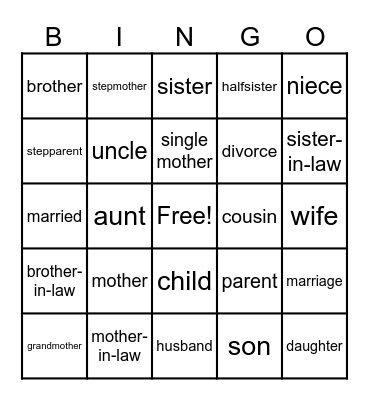 Family Bingo Card
