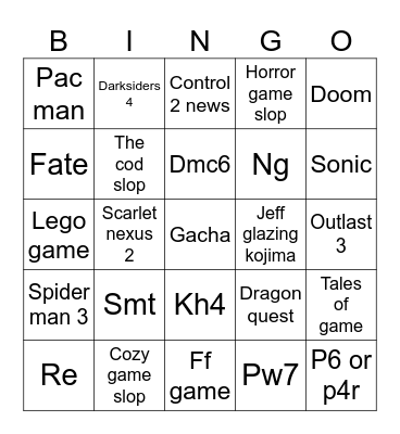 Summer game fest Bingo Card