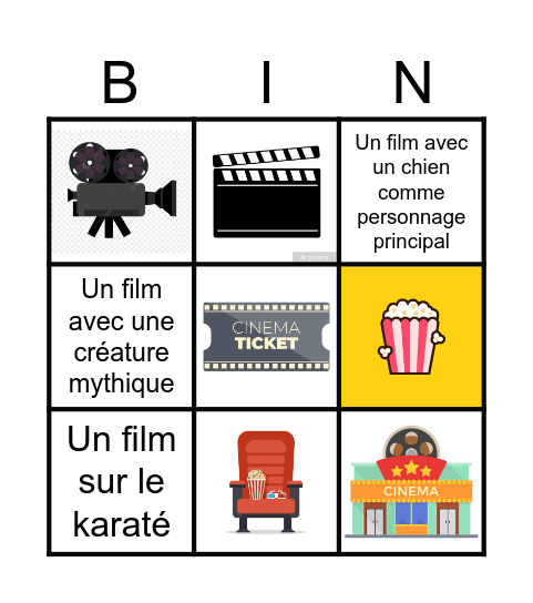 Cinéma Bingo Card