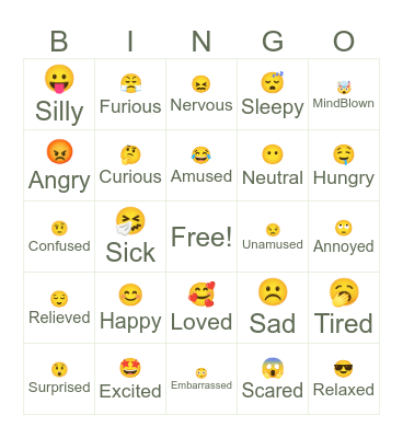Emotions Bingo Card
