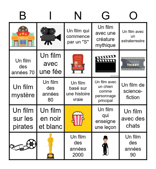 Cinéma Bingo Card