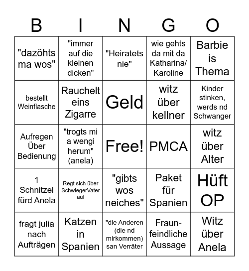 Michael Bingo Card