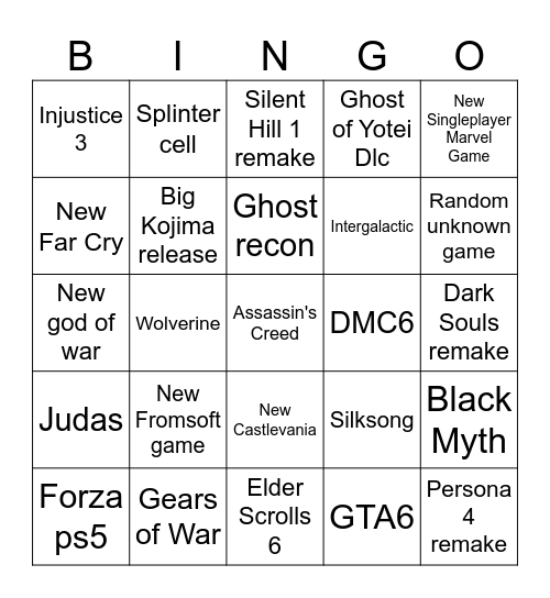 State of play Bingo Card
