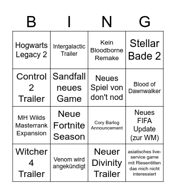 PlayStation State of Play - Marion Bingo Card