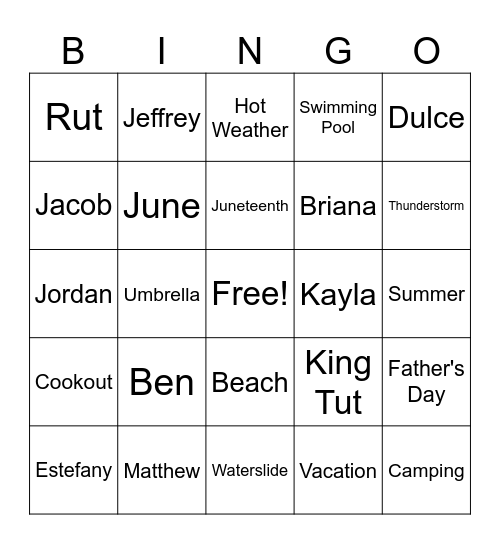 June Bingo Card