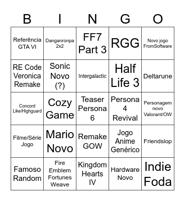 Bingo Quase E3 Bingo Card