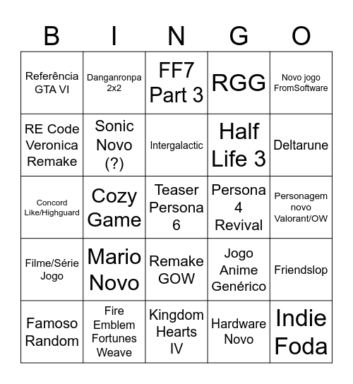 Bingo Quase E3 Bingo Card