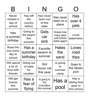 END OF YEAR BINGO Card