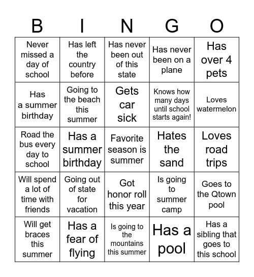 END OF YEAR BINGO Card