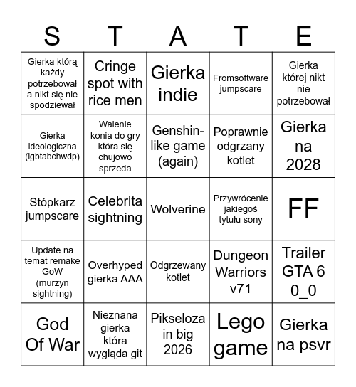 STATE OF GAY Bingo Card