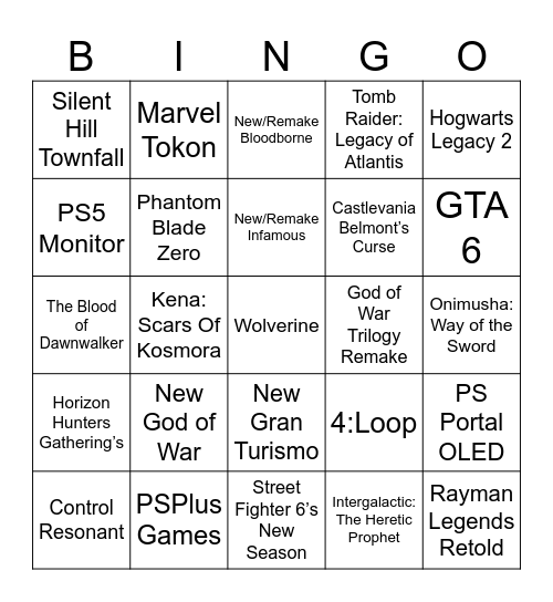 State of Play 2026 Bingo Card