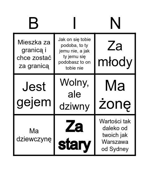 Bingo singla Bingo Card