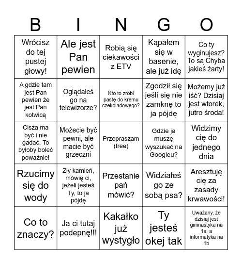 FAVORITE CHARACTER OF THE Bingo Card