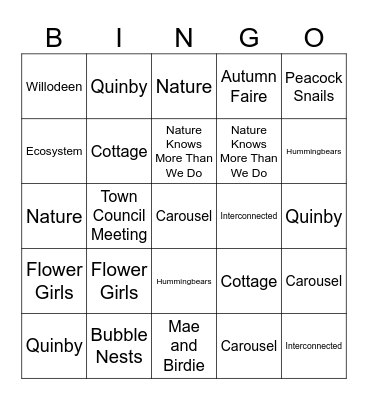 Willodeen Bingo Card