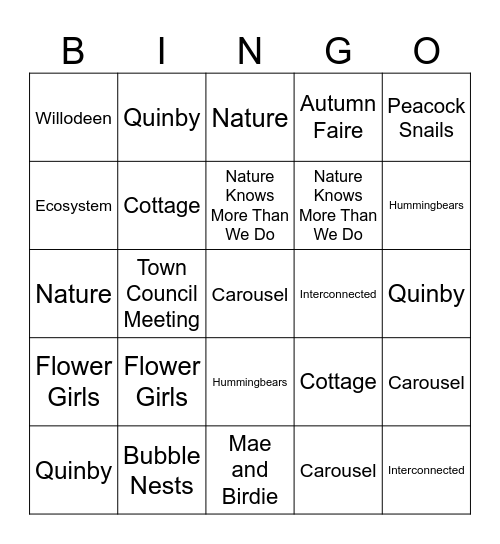 Willodeen Bingo Card