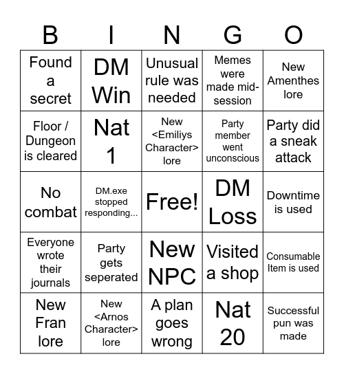 Untitled Bingo Card