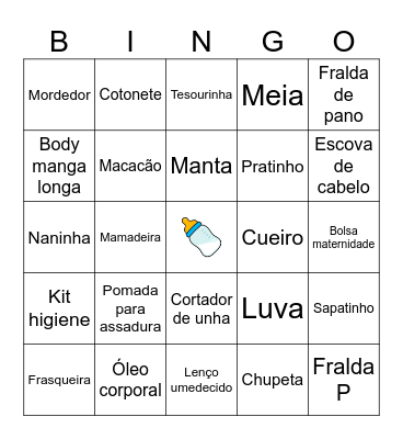 Chá de Fraldas do Vicente Bingo Card