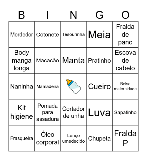 Chá de Fraldas do Vicente Bingo Card