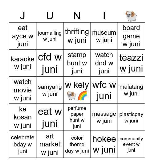 hujan bulan juni 🌂 Bingo Card