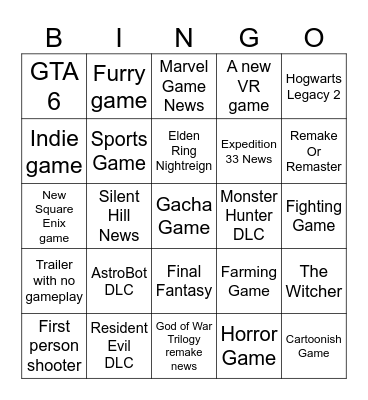 State of Play Bingo Card