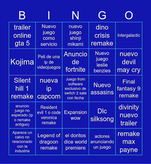 No e3 2026 Bingo Card