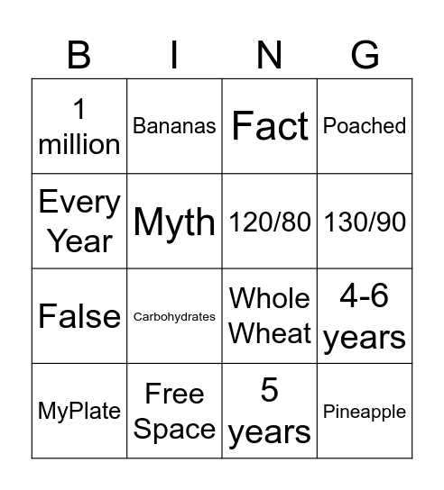 Cooking Matters Class - June 6th 2026 Bingo Card