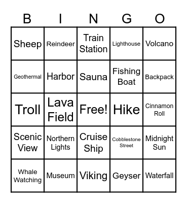 Scandinavian Travel Bingo Card