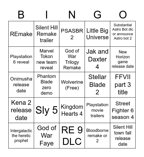 Andy State of Play Predictions 6/2/26 Bingo Card