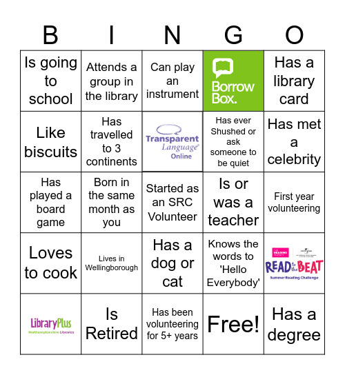 Library Volunteer Bingo Card