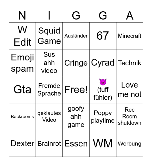 YT shorts Bing Bingo Card